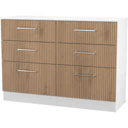Crowndale Worcester 6 Drawer Slatt Effect and White Wide Chest of Drawers Ready Assembled - Slatt Effect & White - Wilko - thumbnail 4