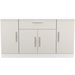 Crowndale Contrast 4 Door Single Drawer Grey Matt and White Wide Sideboard Ready Assembled - Size: 79 x 144 x 39cm - Grey Matt & White - Wilko - thumbnail 3