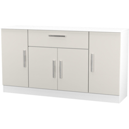 Crowndale Contrast 4 Door Single Drawer Grey Matt and White Wide Sideboard Ready Assembled - Size: 79 x 144 x 39cm - Grey Matt & White - Wilko - thumbnail 5