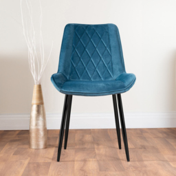 Furniturebox Arona Cesano 6 Seater Round Dining Set Blue and Chrome - Wilko - thumbnail 3