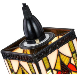 Happy Homewares Art Deco Tiffany Green Amber and Red Stained Glass Pendant Shade - Size: 19 x 10 x 10cm - Multi - Wilko - thumbnail 4