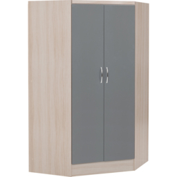 Seconique Nevada 2 Door Grey Gloss and Light Oak Effect Veneer Corner Wardrobe - Wilko - thumbnail 3
