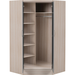Seconique Nevada 2 Door Grey Gloss and Light Oak Effect Veneer Corner Wardrobe - Wilko - thumbnail 5