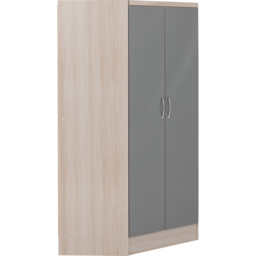 Seconique Nevada 2 Door Grey Gloss and Light Oak Effect Veneer Corner Wardrobe - Wilko - thumbnail 6