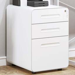 Vinsetto White 3 Drawer File Cabinet - Size: 39 x 48 x 59cm - Wilko