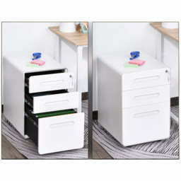 Vinsetto White 3 Drawer File Cabinet - Size: 39 x 48 x 59cm - Wilko - thumbnail 4