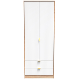 Crowndale 2 Door 2 Drawer White Matt and Bardolino Oak Wardrobe Ready Assembled - Size: 2 Door, 2 Drawer - Wilko - thumbnail 4