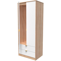 Crowndale 2 Door 2 Drawer White Matt and Bardolino Oak Wardrobe Ready Assembled - Size: 2 Door, 2 Drawer - Wilko - thumbnail 5