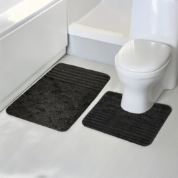 Velosso Linear Black Bath Mat Set - Size: 50 x 80 x 1cm - Wilko - thumbnail 3