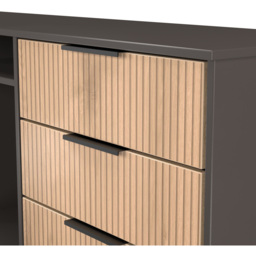 Crowndale Hong Kong 6 Drawer Slatt Effect and Graphite Wide TV Sideboard Ready Assembled - Size: 75 x 152 x 40cm - Slatt Effect & Graphite - Wilko - thumbnail 6