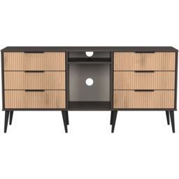 Crowndale Hong Kong 6 Drawer Slatt Effect and Graphite Wide TV Sideboard Ready Assembled - Size: 75 x 152 x 40cm - Slatt Effect & Graphite - Wilko - thumbnail 3