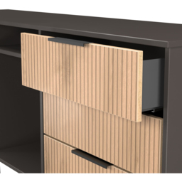 Crowndale Hong Kong 6 Drawer Slatt Effect and Graphite Wide TV Sideboard Ready Assembled - Size: 75 x 152 x 40cm - Slatt Effect & Graphite - Wilko - thumbnail 7