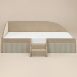 Flair Aviana Beige Velvet and Cord Low Sleeper Bed - Size: 62 x 139 x 201cm - Wilko - thumbnail 4