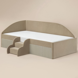 Flair Aviana Beige Velvet and Cord Low Sleeper Bed - Size: 62 x 139 x 201cm - Wilko - thumbnail 3
