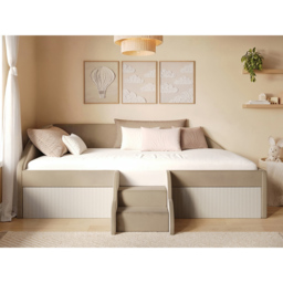 Flair Aviana Beige Velvet and Cord Low Sleeper Bed - Size: 62 x 139 x 201cm - Wilko - thumbnail 6