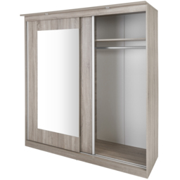 Riviera 2 Door Light Oak Large Mirror Wardrobe with Lights - Wilko - thumbnail 4