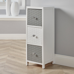 Home Source Crystal 3 Drawer White Grey Narrow Chest of Drawers - Wilko - thumbnail 6