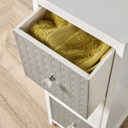 Home Source Crystal 3 Drawer White Grey Narrow Chest of Drawers - Wilko - thumbnail 4