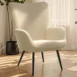 tectake Hygge Cream and Black Boucle Padded Armchair - Size: Single - Wilko