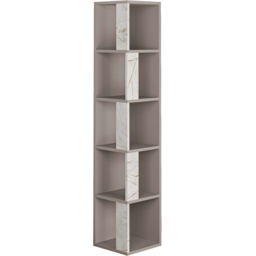 Decortie Piano Mocha Grey and Gold Marble Effect Tall Corner Bookcase - Multi - Wilko - thumbnail 3