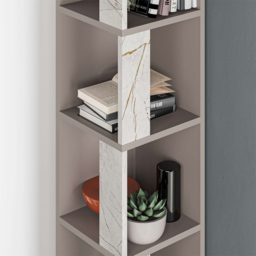 Decortie Piano Mocha Grey and Gold Marble Effect Tall Corner Bookcase - Multi - Wilko - thumbnail 4