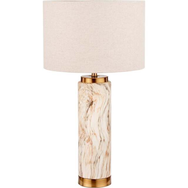 Pacific Lifestyle Carrara Natural Stone Effect Ceramic Tall Table Lamp - Brown - Wilko - image 1