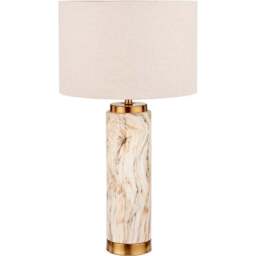 Pacific Lifestyle Carrara Natural Stone Effect Ceramic Tall Table Lamp - Brown - Wilko