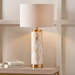 Pacific Lifestyle Carrara Natural Stone Effect Ceramic Tall Table Lamp - Brown - Wilko - thumbnail 3