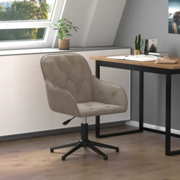 vidaXL Light Grey Velvet Height-Adjustable Swivel Office Chair - Size: 72 x 56 x 61.5cm - Wilko - thumbnail 1