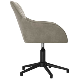vidaXL Light Grey Velvet Height-Adjustable Swivel Office Chair - Size: 72 x 56 x 61.5cm - Wilko - thumbnail 5