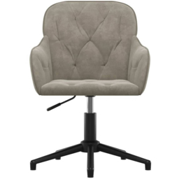 vidaXL Light Grey Velvet Height-Adjustable Swivel Office Chair - Size: 72 x 56 x 61.5cm - Wilko - thumbnail 4