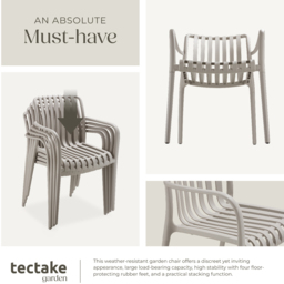 tectake Alcudia Set of 2 Taupe Garden Chair - Size: 80.5 x 54.5 x 58cm - Brown - Wilko - thumbnail 6