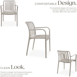 tectake Alcudia Set of 2 Taupe Garden Chair - Size: 80.5 x 54.5 x 58cm - Brown - Wilko - thumbnail 7