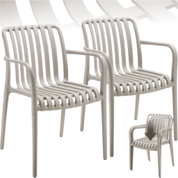 tectake Alcudia Set of 2 Taupe Garden Chair - Size: 80.5 x 54.5 x 58cm - Brown - Wilko - thumbnail 3
