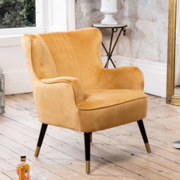 Artemis Home Madison Yellow Velvet Accent Chair - Size: Single - Wilko - thumbnail 5