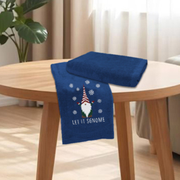 Noel Square Xmas Gonks Navy Hand Towel 2 Pack - Size: 66 x 41 x 1cm - Wilko - thumbnail 3