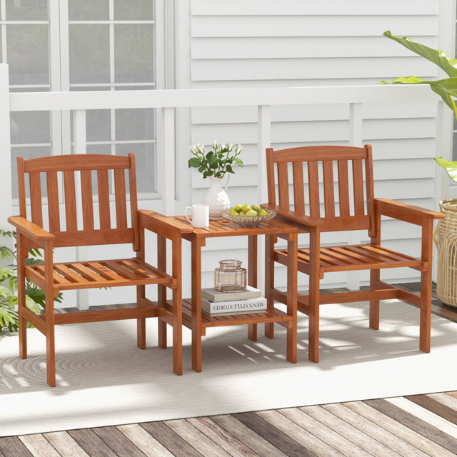 Costway 2 Seater Patio Bistro Table and Chair Set - Size: 68 x 66 x 33cm - Cream - Wilko - image 1