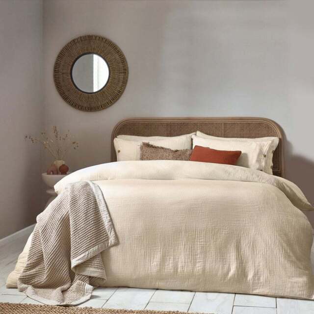 Yard Lark King Size Natural Muslin Cotton Duvet Set - Cream - Yard Living - Wilko - image 1