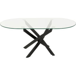 Seconique Sheldon Clear Glass and Black Oval Coffee Table - Size: 46 x 110 x 60cm - Clear Glass/Black - Wilko - thumbnail 3