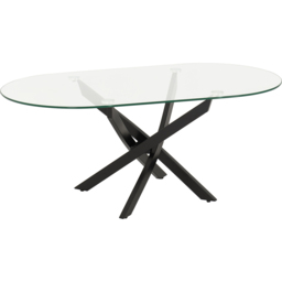 Seconique Sheldon Clear Glass and Black Oval Coffee Table - Size: 46 x 110 x 60cm - Clear Glass/Black - Wilko - thumbnail 4