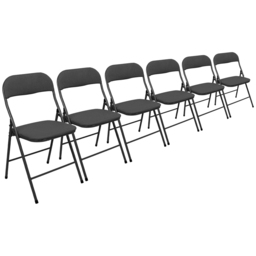 Harbour Housewares Set of 6 Black Fabric Padded Metal Foldable Chair - Wilko - thumbnail 3