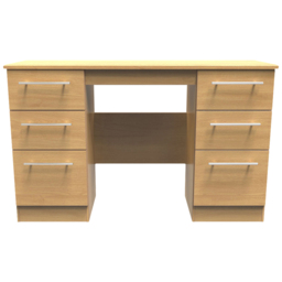Crowndale Sherwood 6 Drawer Oak Kneehole Desk - Size: 41.5 x 127.5 x 79.5cm - Brown - Wilko - thumbnail 3