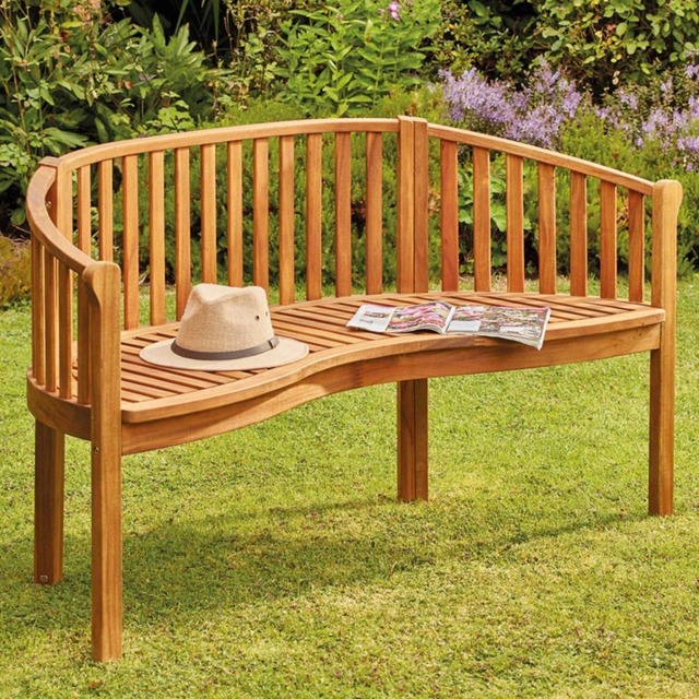 Garden Gear Acacia 2 Seater Banana Bench - Size: 83 x 150 x 62cm - Brown - Wilko - image 1