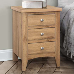 Hampstead 3 Drawer Wooden Bedside Table - Brown - Birlea - Wilko