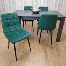 Portland 4 Seater Dining Set Dark Grey and Green - Wilko