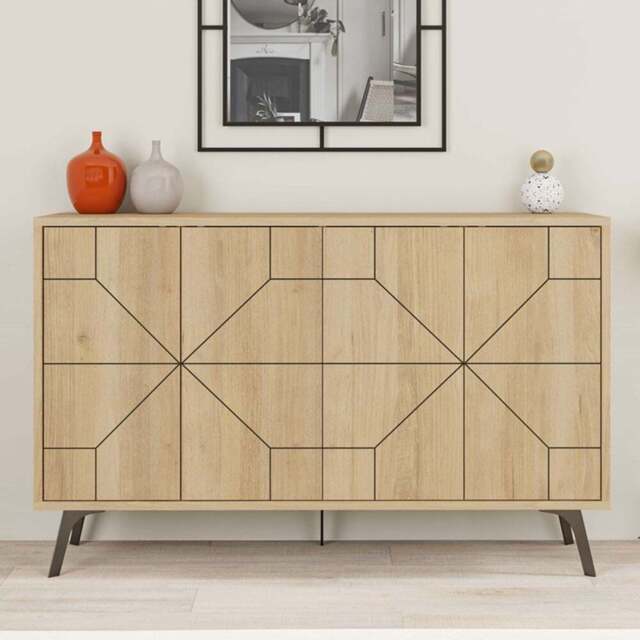 Decortie Dune Oak Console Sideboard - Cream - Wilko - image 1