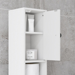 Kleankin White 3 Door 4 Shelf Slim Bathroom Cabinet - Size: 180.0 cm x 20.0 cm x 20.0 cmcm - Wilko - thumbnail 4
