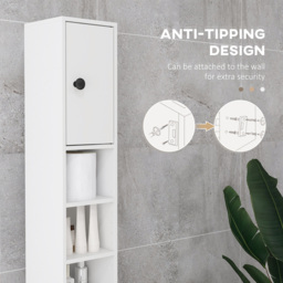 Kleankin White 3 Door 4 Shelf Slim Bathroom Cabinet - Size: 180.0 cm x 20.0 cm x 20.0 cmcm - Wilko - thumbnail 6