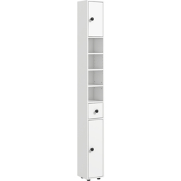 Kleankin White 3 Door 4 Shelf Slim Bathroom Cabinet - Size: 180.0 cm x 20.0 cm x 20.0 cmcm - Wilko - thumbnail 3