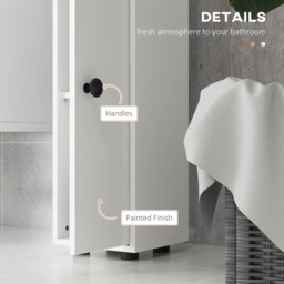 Kleankin White 3 Door 4 Shelf Slim Bathroom Cabinet - Size: 180.0 cm x 20.0 cm x 20.0 cmcm - Wilko - thumbnail 7